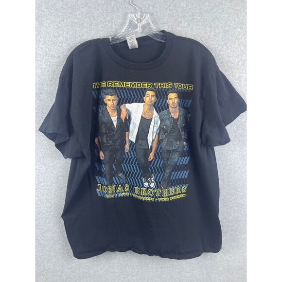 Jonas Brothers Remember This Tour‎ Shirt Men's 2XL Black Short Sleeve Music Tee - Picture 1 of 9